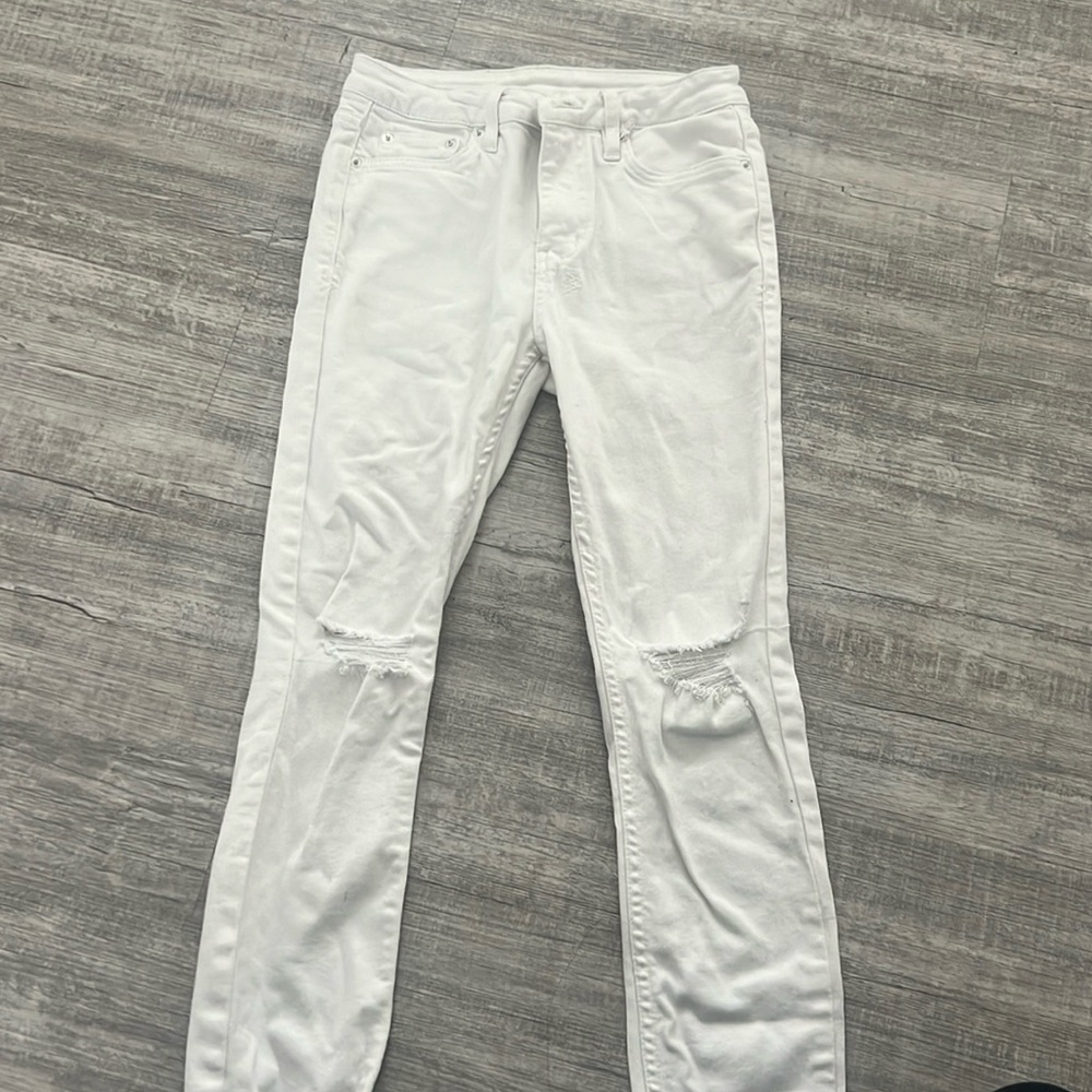 WHITE RIPPED JEANS KSUBI